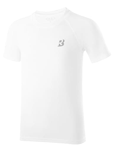 Roadbox Boys Rash Guard Swim Shirt, UPF 50+ Sun Protection Short Sleeve, Quick Dry Rashguard Water Shirt for Kids White