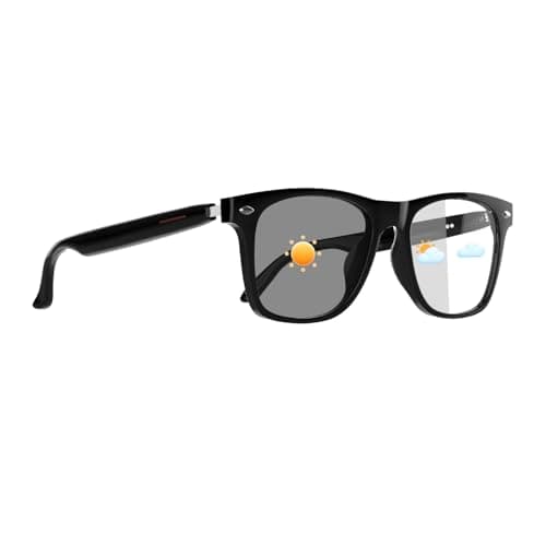 HAIXINDA Smart Glasses for Men Women, Open Ear Audio Design, Color-Change Lenses, Supporting Hands-Free Calls & Music Playback, Wearable Tech Bluetooth Glasses for Indoor & Outdoor Use(Black)