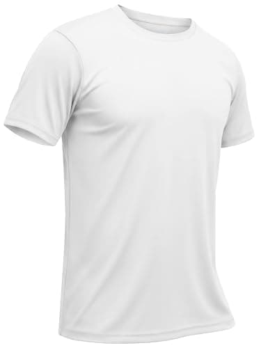 TACVASEN Men's White T-Shirts Shirts for Workout Shirt Athletic Dryfit Running Mens Rash Guard Short Sleeve Polyester Sun Protection Tshirts XL