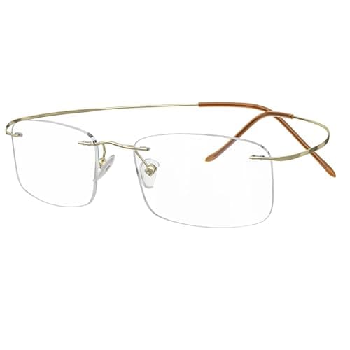 Eyekepper 0.0x Reading Eyeglasses for Men, Oversized Glasses Women, Gold
