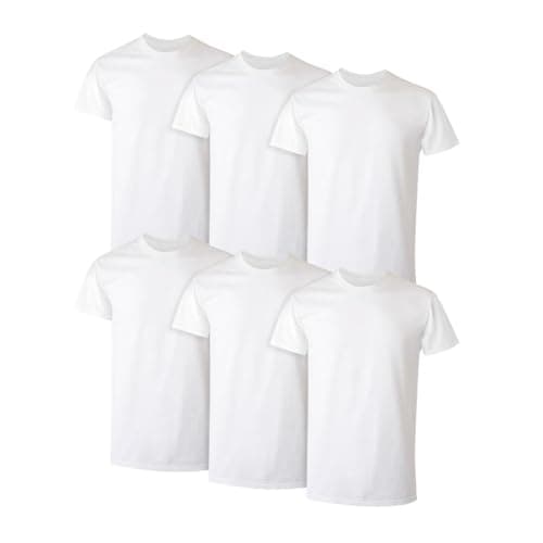 Hanes Men's Undershirt Packs, Stay-Tucked Soft Cotton Undershirts, Best Undershirts for Men, White/Black/Asstd Multipacks - White - 6 Pack 3X-Large