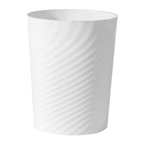 UUJOLY Plastic Small Bathroom Trash Can Wastebasket Garbage Can, White