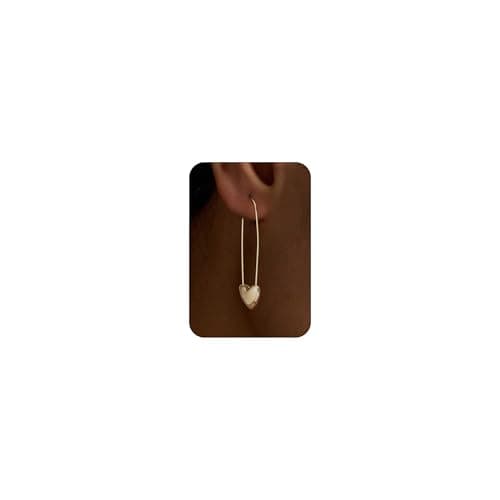 Plenky Earrings for Women-14K Gold Plated Heart Safety Hoop Earrings Dainty Pin Paper Clip Ear Dangle Earrings for Women Gifts