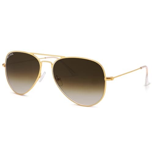 RAYSOL Real Glass Lens Classic Aviator Sunglasses for Women Men