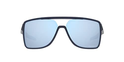 Oakley Sunglasses for Men - OO9147 Castel Rectangular Sunglasses PRIZM Lenses - Matte Trans Blue/PRIZM Deep Water Polarized - Size 63