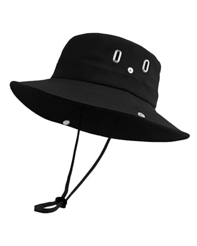 Zylioo Large Size Waterproof Boonie Hat,Breathable Wide Brim Sun Hat,Lightweight Summer Hat for Fishing,Hiking,Camping Black