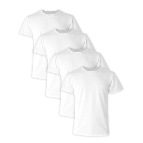 Hanes Comfort Fit Undershirt, Men’s Crewneck Stretch-Cotton T-Shirt, 4-Pack, White-4 Pack, Medium