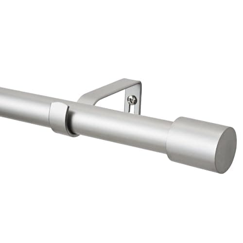 WL.Rocaille 3/4 Inch Curtain Rods Single Window Rod 30-126 Inches, with Aluminium Finials, Nicke Drapery Rod