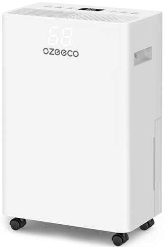 Dehumidifier for Basement up to 2500 Sq.Ft, ozeeco Home Dehumidifier Max 34 Pint/Day, with 0.45 Gal Water Tank, Drain Hose, Ionizer, Ultra Quiet, Child Lock, 24H Timer for Bedroom, Bathroom, RV