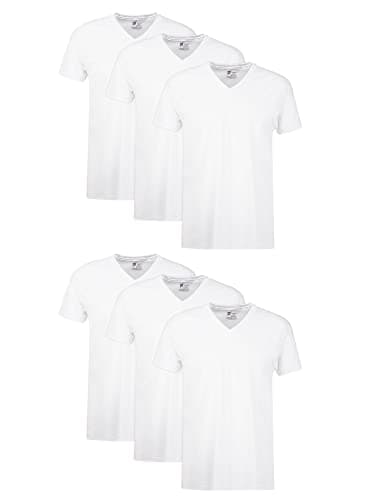 Hanes Mens Cotton, Moisture-wicking V-neck Tee Undershirts, Multiple Packs And Colors, White, Large US