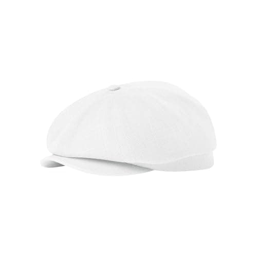 Newsboy Cap Mens Hat Linen 8 Panel Golf Cabbie Newsies Hats Gatsby Irish Caps for Men White