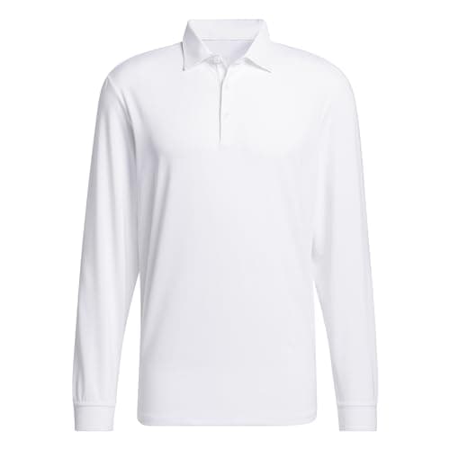 adidas Men's Long Sleeve Polo Shirt, White, Small