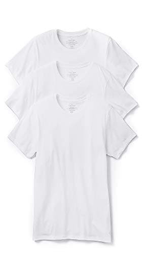 Calvin Klein Men's Cotton Stretch Undershirt Packs, 3 White-Crewneck, Medium