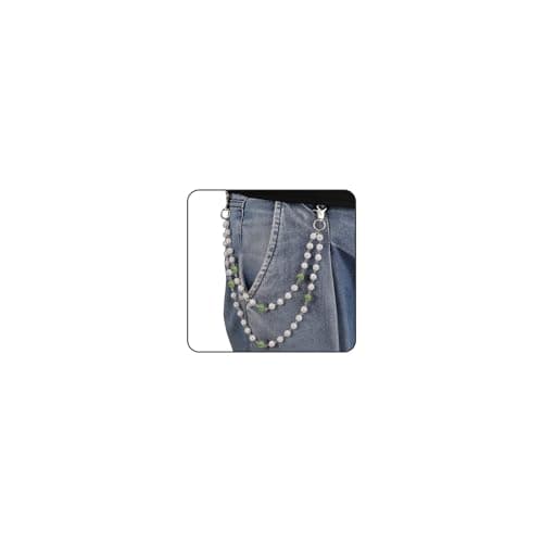 Wallet Chain Pants Chain for Men Biker Jeans Pocket Belt Trousers Loop White Green Beaded Disco Rhinestone Beads Hip Hop Punk Jewelry Gifts Goth Accessories for Women Men
