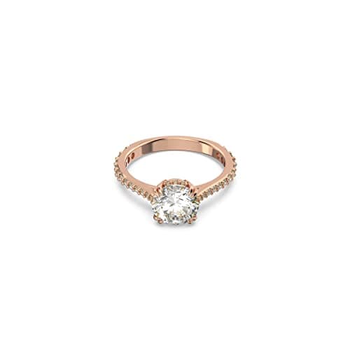 Swarovski Stilla Ring, White Crystals on a Rose Gold-Tone Finish Setting, Part of the Constella Collection, EU Size 50; US Size 5