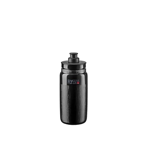 ELITE Fly Tex Cycling Water Bottle 550ml – Black – Ultra-Lightweight, BPA-Free, Easy-Squeeze Sports Bottle for Road, MTB & Gravel