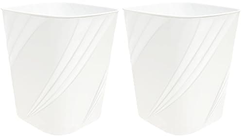 DAJITRE Small Plastic Trash Can Wastebasket Recycling Bin for Bathroom, Dorm, Bedroom，Home Office, Garbage Can for Bedroom, Kids Room (2, White)