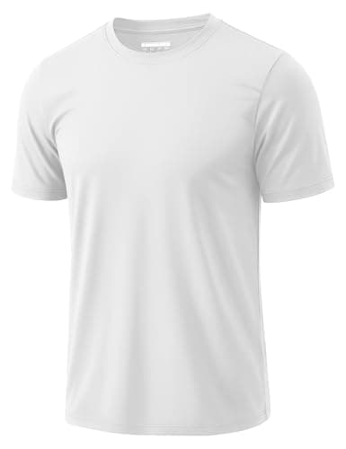 MAGCOMSEN Men's Dry Fit Shirts UPF 50+ Quick Dry Short Sleeve Atheletic Shirt Moisture Wicking Workout Gym Lightweight White S