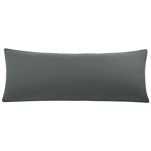 PiccoCasa 20x48 Brushed Microfiber Body Pillow Cover with Roll Rim, Soft Breathable Body Pillow Pillowcase with Zipper Closure Dark Gray