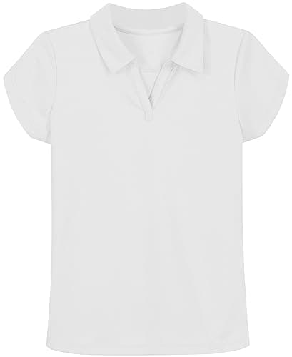 Nautica Girls School Uniform Short Sleeve Performance Polo Shirt, White, 12 14 US