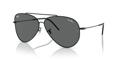 Ray-Ban RBR0101S Aviator Reverse Sunglasses, Lenny Kravitz Black/Dark Grey, 59 mm