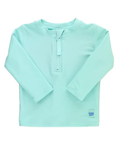 RUGGEDBUTTS Long Sleeve Zipper Rash Guard - Vintage Aqua - 10
