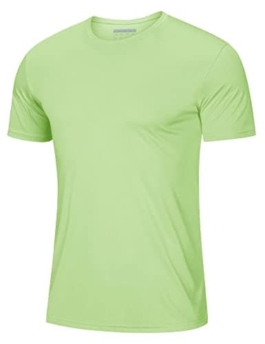 MAGCOMSEN UPF 50 Shirts for Men Short Sleeve Summer T-Shirt UV Protection Running Shirts Quick Dry T Shirts Light Green S