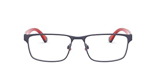 Emporio Armani Mens EA1105 Rectangular Prescription Eyewear Frames, Matte Blue/Demo Lens, 58 mm