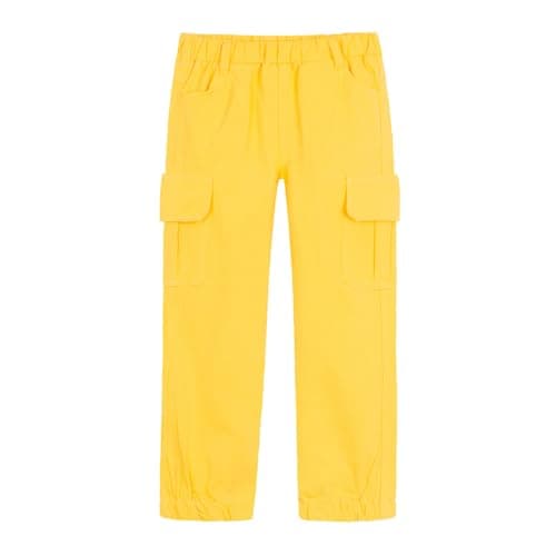 Mud Kingdom Little Boys Joggers Cargo Pant Elastic Waist Cotton Outdoor Woven with Pockets Yellow 5T