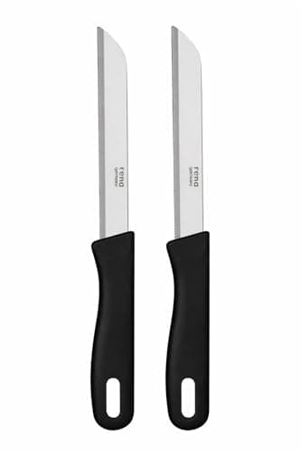 TABAKH by rena germany Multi Purpose Utility Kitchen Knife Set, Stainless Steel Blades, Pack of 2 Knives, 110mm (Black)