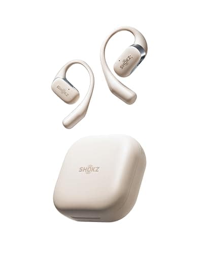 SHOKZ OpenFit-Open-Ear True Wireless Bluetooth Headphones with Microphone,Earbuds with Earhooks,Sweat Resistant,Fast Charging,28HRS Playtime,Compatible with iPhone&Android,Beige,Bluetooth5.2