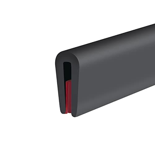 Rubber Edge Trim, Fit 1/16"(1.0mm), Length 10Ft, Black Color