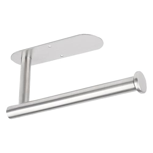 DIYZON Adhesive Toilet Paper Holder - 304 Stainless Steel - Pre-Drilled Holes Wall Mounted - Ldeal for Kitchen, Bathroom - Adjustable Length (Silver)