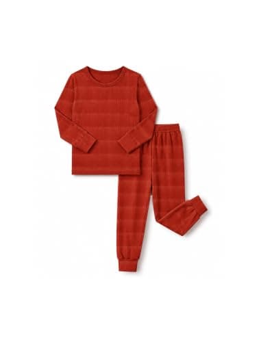 Mikrdoo Toddler Girls Pjs 2pc Long Sleeve Soft Ribbed Pajamas Brick Red 5T