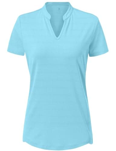 Rdruko Women's Hiking Shirts Quick Dry Lightweight SPF Moisture Wicking Outdoot Travel Athletic Sun Shirts(Sky Blue, US XS)
