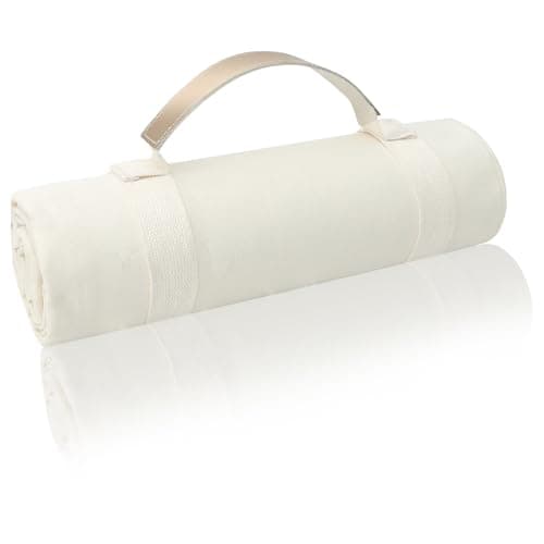 NOONOOJOOJOO White Picnic Blanket & Beach Mat – Canvas, Machine Washable, Large 4’9” × 6’3”