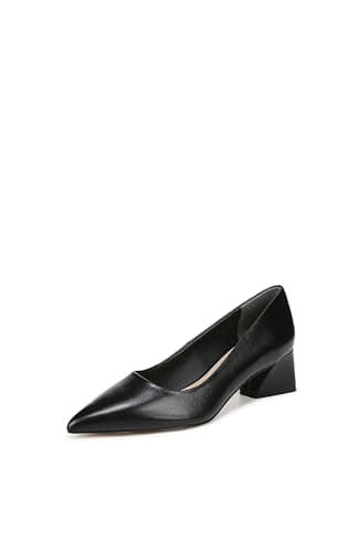 Franco Sarto Womens Racer Pointed Toe Block Heel Pump Black Leather 9.5 M