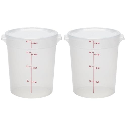Cambro Food Storage Containers with Lids (BPA-Free) - 4 Quart - Food Grade Buckets with Lids (2 Pack) - For Dough Proofing and Brining (Translucent)