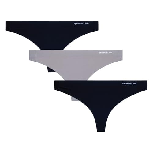 Reebok Womens Thong Underwear 3 Pack Soft Stretch Thong Underwear, Tag-Free
