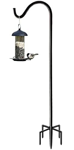 Fandature 76 Inch Outdoor Shepherds Hook with 5 Prong Base for Birdfeeders