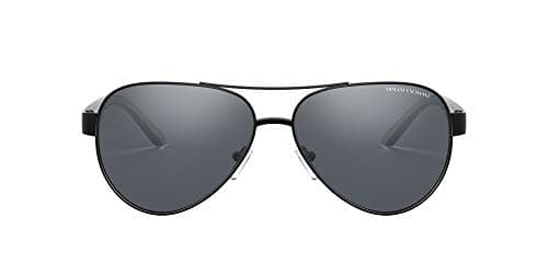 Armani Exchange A|X Mens AX2034S Aviator Sunglasses, Black/Light Grey Mirrored/Black, 59 mm