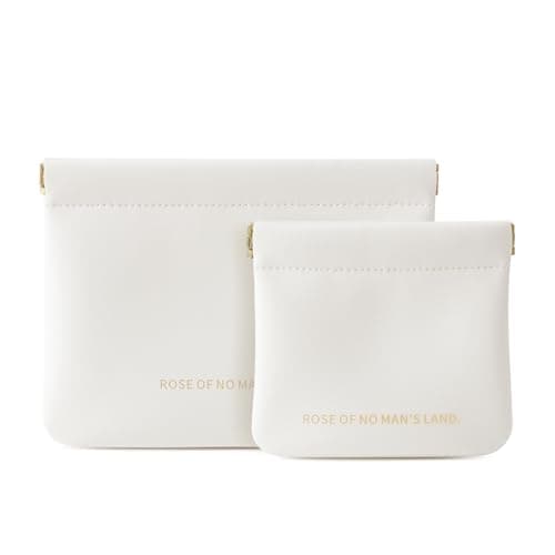 MEIBOOCH 2 Pack Small Makeup Bag for Women, New Organosilicon Super Fiber PU Leather Mini Cosmetic Bag for Travel, Coin Purse Organizer Storage Pouch (Printed with Phrase, Cream)