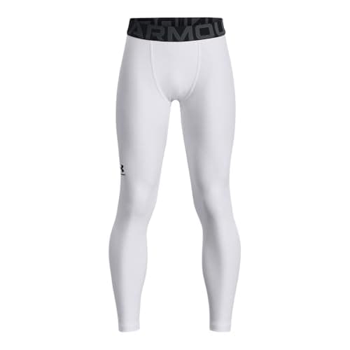 Under Armour Boys HeatGear Armour Leggings , White (100)/Black , X-Large