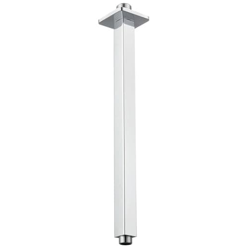 Voolan Shower Arm with Flange, Ceiling Mounted Fixed Shower Pipe, Bathroom Straight Rain Shower Replacement Arm, Universal Connection 1/2 NPT (16 Inch Square, Chrome)