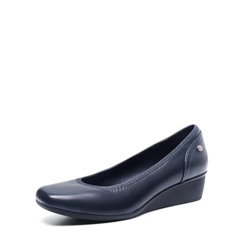 DREAM PAIRS Women's Wedge Shoes Closed Toe Low Heel Pumps Comfotable Dress Shoes,Size 8.5,Navy-Pu,SDPU2418W