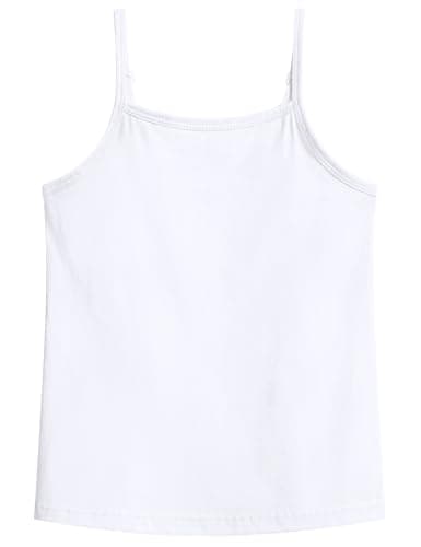 Auranso Girls Undershirts Toddler Cami Camisole Adjustable Straps Sleeveless Cotton Tank Tops for Girls White 7-8 Years