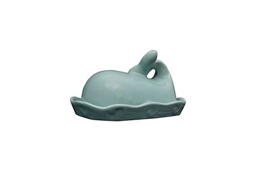 Creative Co-Op Aqua Blue Whale Shaped Butter Dish