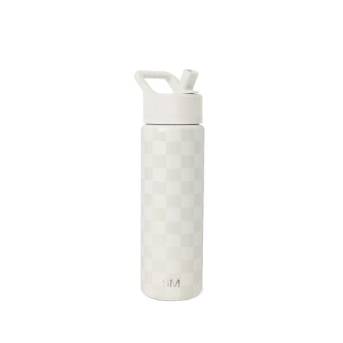 Simple Modern Insulated Water Bottle with Straw | 22oz | Checkered