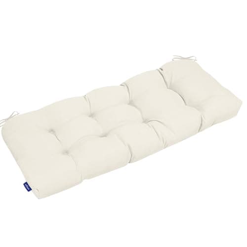 INFBLUE Outdoor Tufted Bench Cushion for Patio Furniture Loveseat Swing Cushions Overstuffed Outdoor Seat Cushions Water Resistance Fade Resistance(44'' x 19'', Beige)