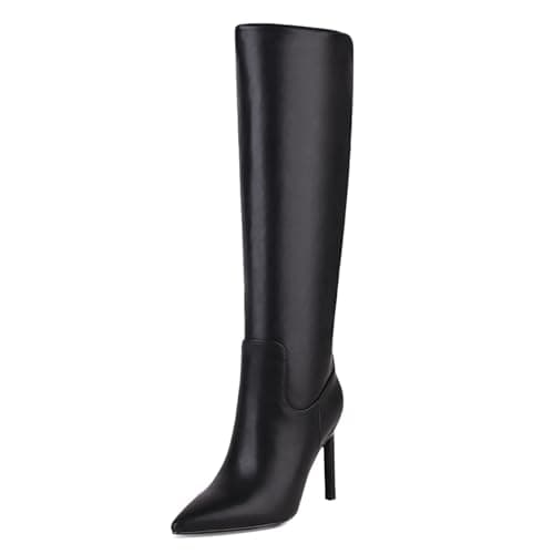 sun gurg Women's Knee High Boots Stiletto High Heels Sexy Pointed Toe Zip Shoes US 9.5